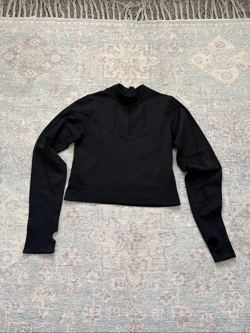 Old Navy Black Long-Sleeve Crop Mock Neck Top